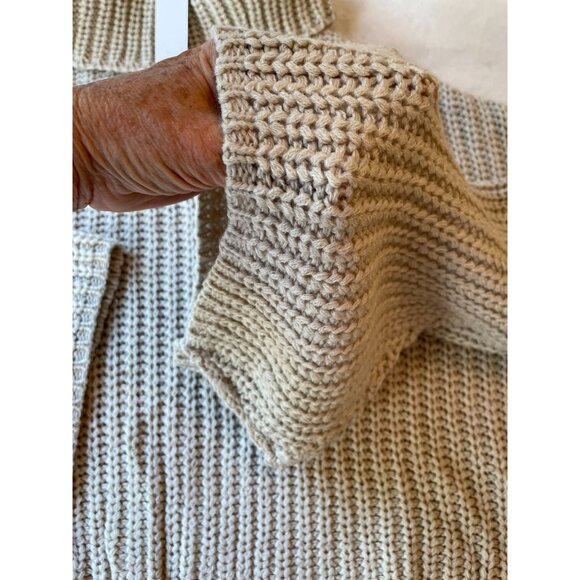 Glam Womens Oversized Chunky Knit Turtleneck Sweater NWT Beige Size M lagenlook - Picture 8 of 9